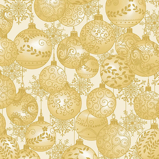 Benartex - Festive Season - Tonal Ornaments - Gold