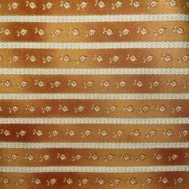 Benartex - Pumpkin Patch - Floral Stripe - Orange