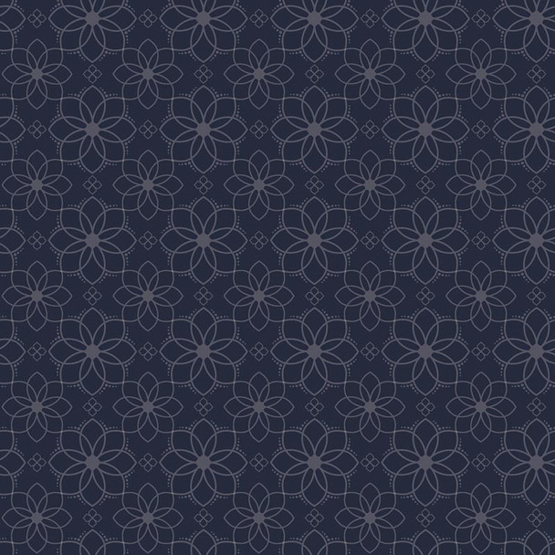 Benartex - Gloaming  - Tonal Geo Floral - Navy