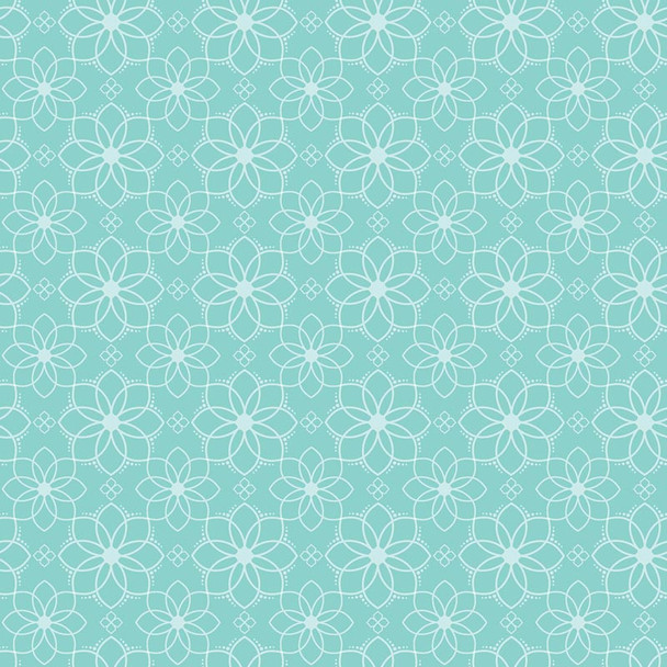 Benartex - Gloaming  - Tonal Geo Floral - Aqua