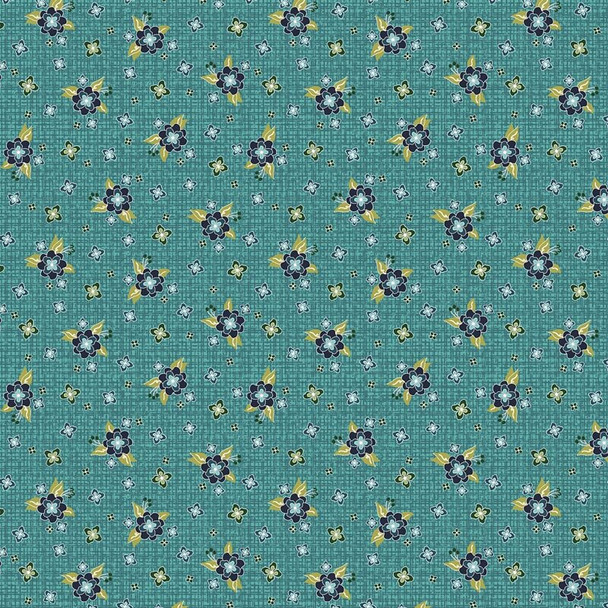 Benartex - Gloaming  - Tossed Flowers on Weave - Teal