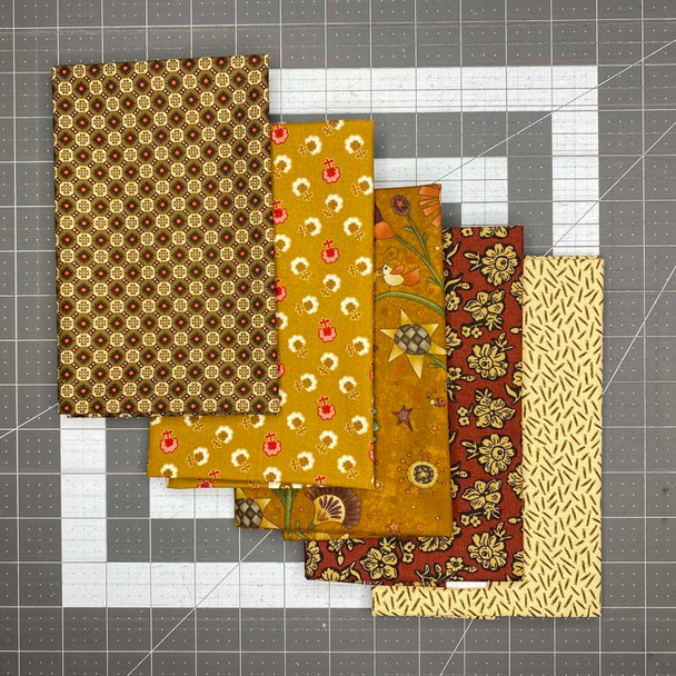 Folded Brown fat quarter fabric bundle style SNS-FQS-BRNFLWR