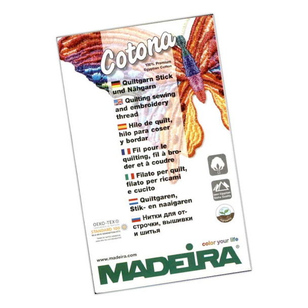 Card (Printed) Madeira Cotona embroidery thread spool
