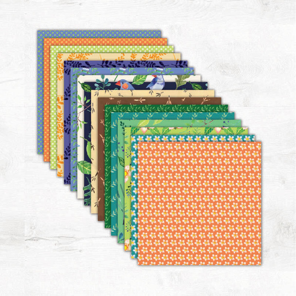Stack of Finch & Fern five-inch precut fabric squares