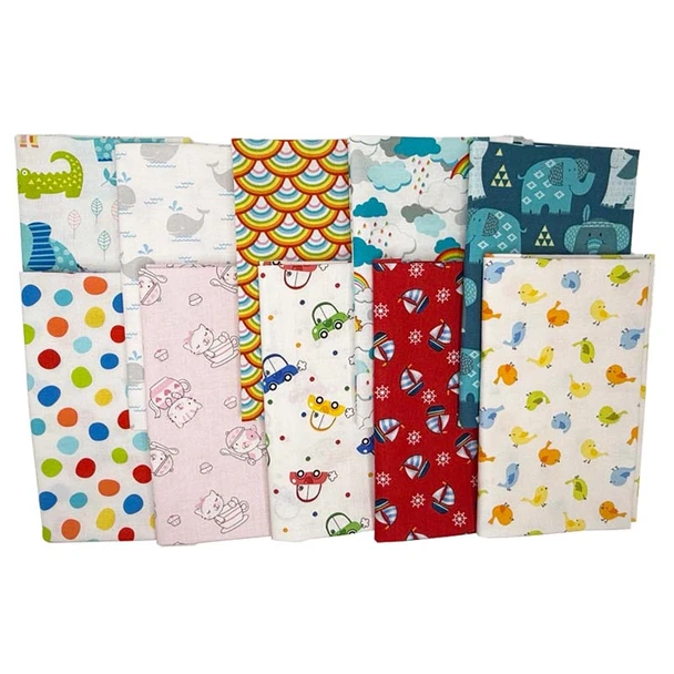 Folded Children Prints/10pc fat quarter fabric bundle