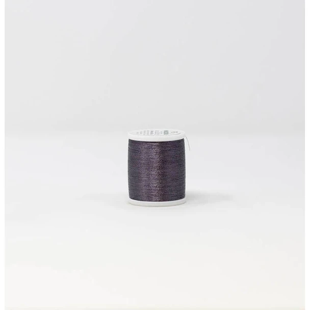 Madeira FS Metallic 985-4060 Black Pearl thread spool on white background
