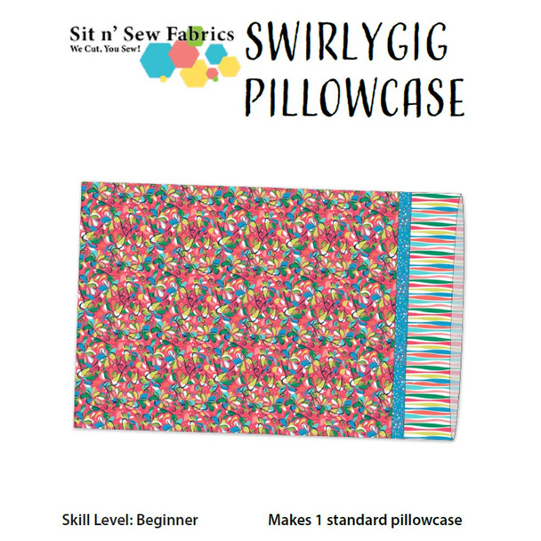 Swirlygig pillowcase kit pattern with bright multicolor floral fabric