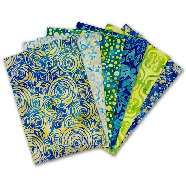 Blue/Green Batik Fat Quarter Bundle from Sit n' Sew Fabrics