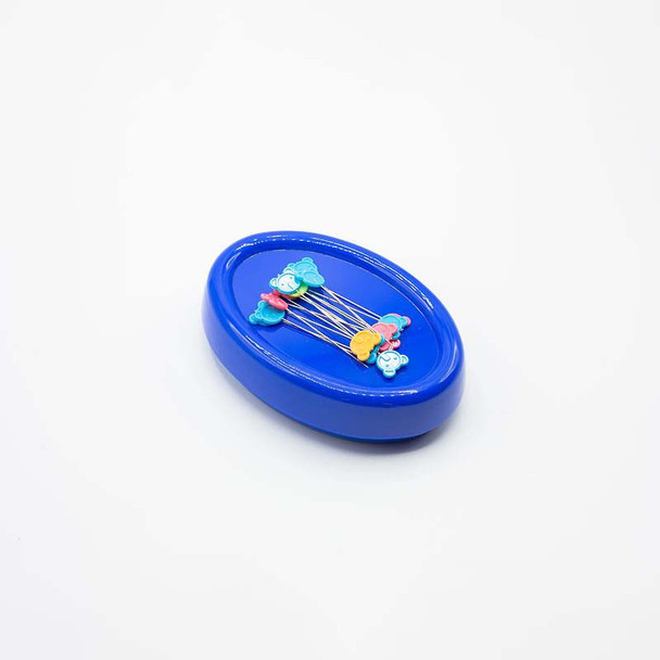 Blue DQC magnetic pin holder with sewing pins