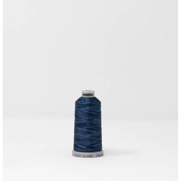 Madeira Polyneon 40wt Polyester Embroidery Thread - 1100 Yard Spool - Color 1519 Variegated Blue