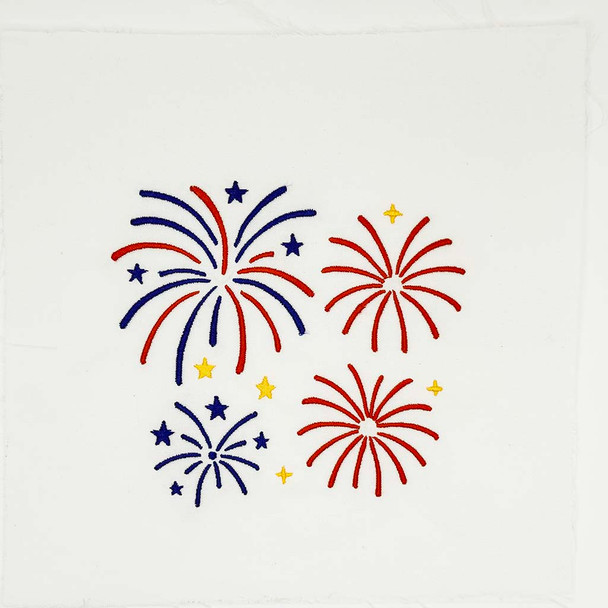 Fireworks DST embroidery design - Patriotic - USA - red, white & blue