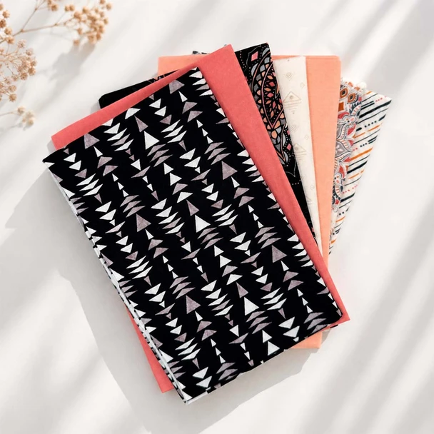 Midnight Blush Quilter's Muse bundle in black, coral, blush, and white prints