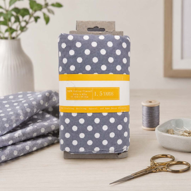 David Textiles - Flannel Prints - Polka Dot - 1.5Yd Cut - Grey