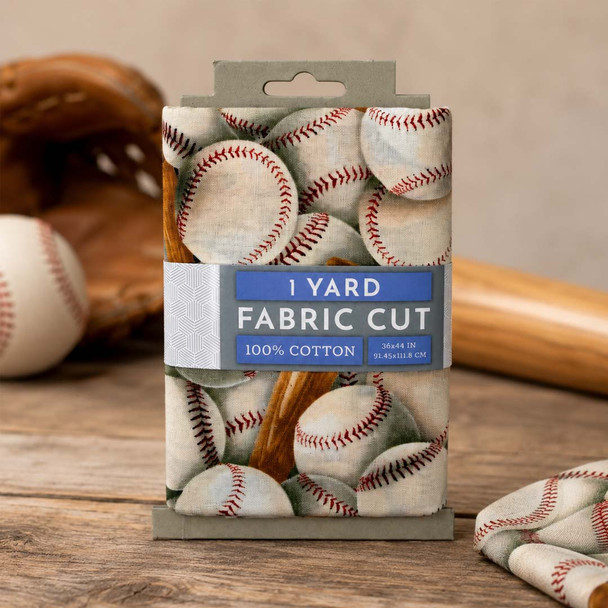 David Textiles - Sports Action - Baseballs & Bats 1Yd - White