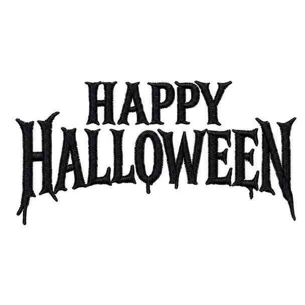 Happy Halloween Text Embroidery Design – 2 Sizes Included (DST Download)