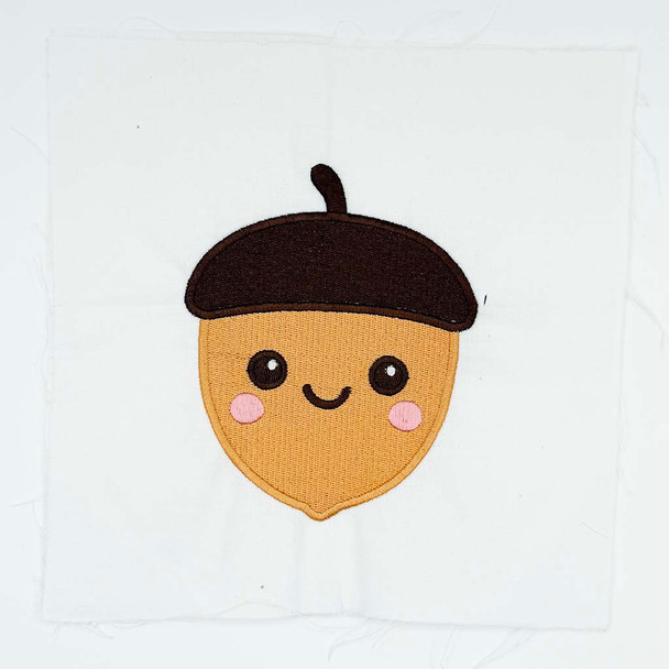 Cute Smiling Acorn Embroidery Design – 2 Sizes Included (DST Download)
