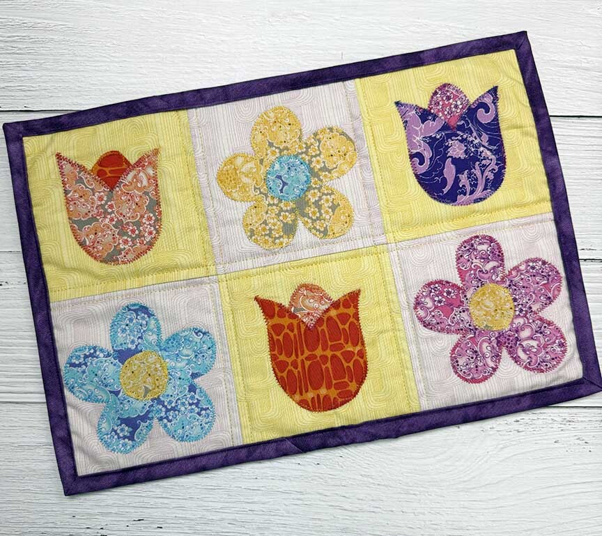 Finished flower garden applique mini quilt