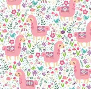 pink llama and flower design for a tie blanket