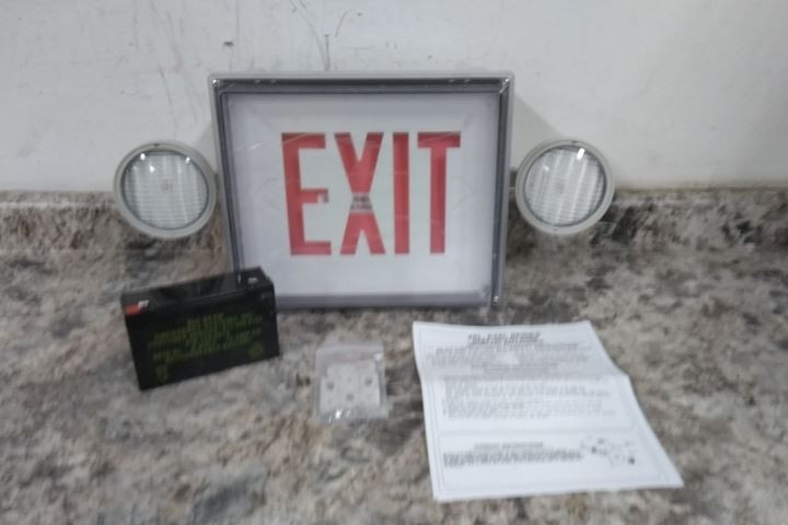 Big Beam LS2E4XL1RW NEMA 4X Combo Exit Sign: Gray, LED, Red, 1