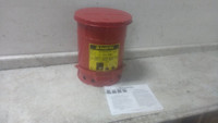 Justrite 09100 6 Gal Capacity Red Powder Coated Steel Oily Waste Can-95954350