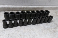 Proto J76121 20 Pc 3/4 to 2 In Size 1 In Drive Size SAE Impact Socket Set-58316456
