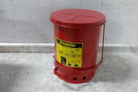 Justrite 09100 6 Gal Capacity Red Powder Coated Steel Oily Waste Can-78844243