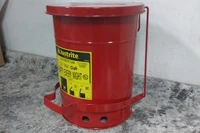 Justrite 09100 6 Gal Capacity Red Powder Coated Steel Oily Waste Can-89904975