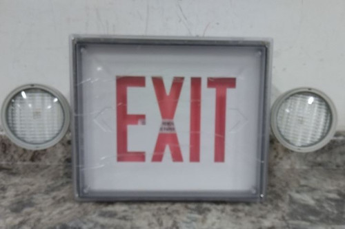 Big Beam LS2E4XL1RW NEMA 4X Combo Exit Sign: Gray, LED, Red, 1