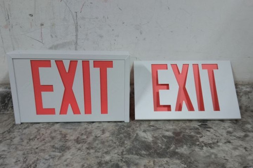 Brady 56907 120/277VAC Red Text White Housing LED Exit Sign-94090471
