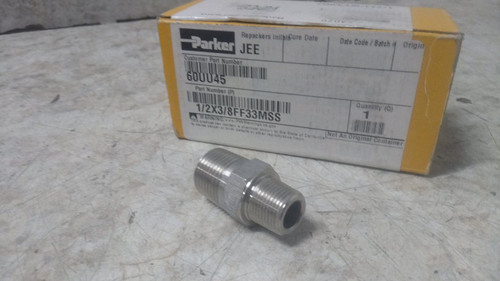 Parker 1/2X3/8FF33MSS 1-11/16 In Overall Length 1/2 In x 3/8 In Size Nipple-81476608