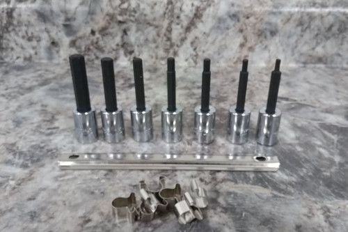 Proto J4900-7C 7 Pc 3/8 In Drive Size Hex Tip SAE Socket Bit Set-41641884