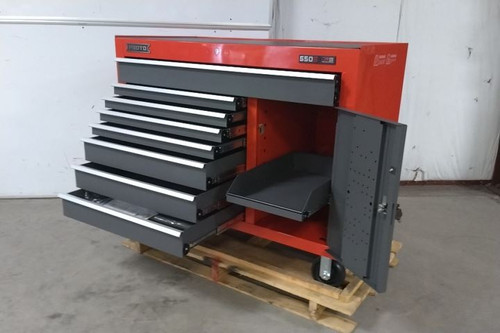 Proto J555041-8SG-1S 8 Drawer Red/Gray Steel Rolling Tool Cabinet-87469641