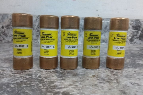 Bussmann LPJ-25SP 5 Pk 600VAC 300VDC 25 A Time-Delay Non-Indicating Fuse-93806392