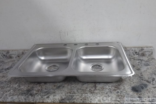 Elkay GE233214 14 In Bowl Length 5-1/4 In Bowl Depth 2 Bowl Drop-In Sink-95246997