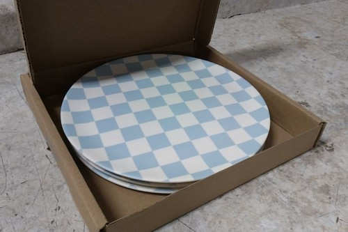 Xenia Taler BBDN14 4 Pk 10 In DIa Light Blue Checkerboard Pattern Dinner Plate-91334635