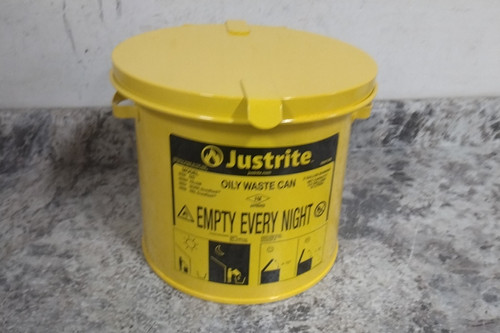 Justrite 09200Y 2 Gal Capacity Yellow Powder Coated Steel Oily Waste Can-85642613