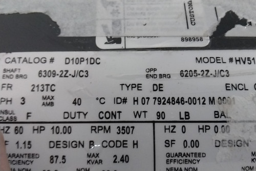 U.S. MOTORS D10P1DC U.S. MOTORS General Purpose Motor: Rigid Base Mount ...