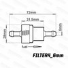 Powermax Powermax Lightweight Alloy Inline Performance Fuel Filter 6mm