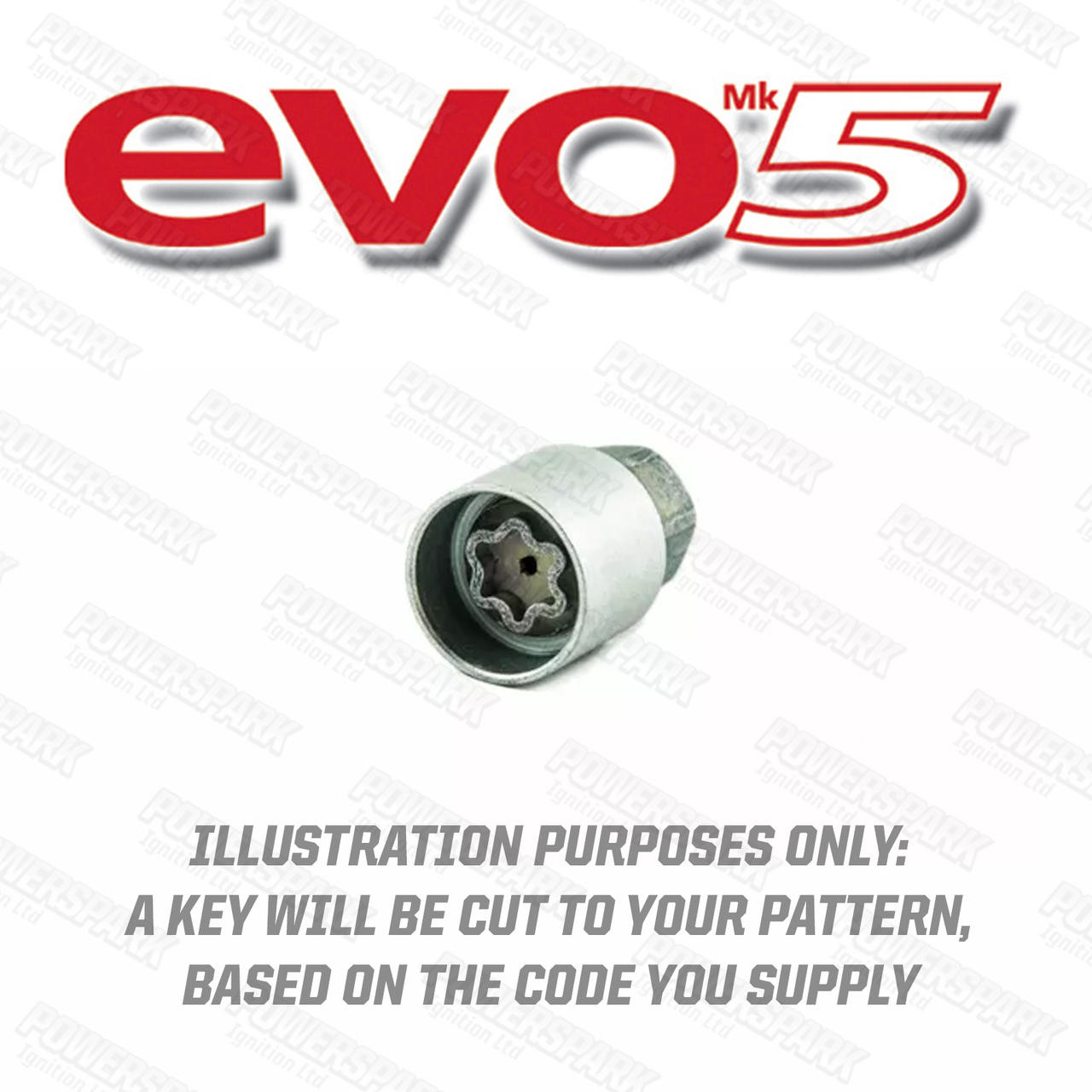 Replacement key for Evo MK5 Silver Locking Wheel Nut System