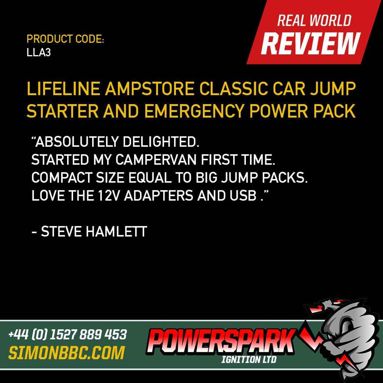 Lifeline Lifeline Ampstore Plus Classic Car Jump Starter and Emergency Power Pack