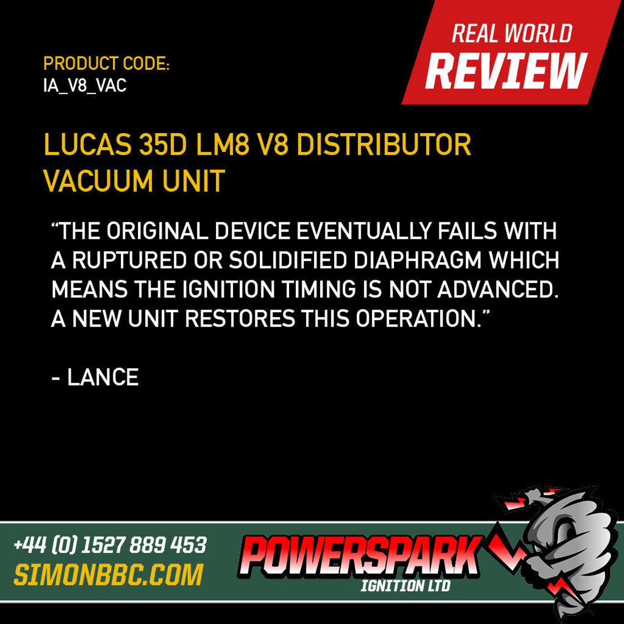 Lucas Lucas 35D LM8 V8 Distributor Vacuum Unit