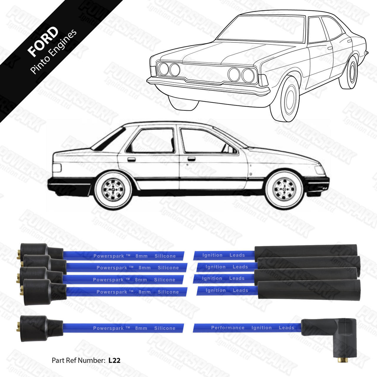 Powerspark Ford Pinto OHC HT Leads 8mm Double Silicone
