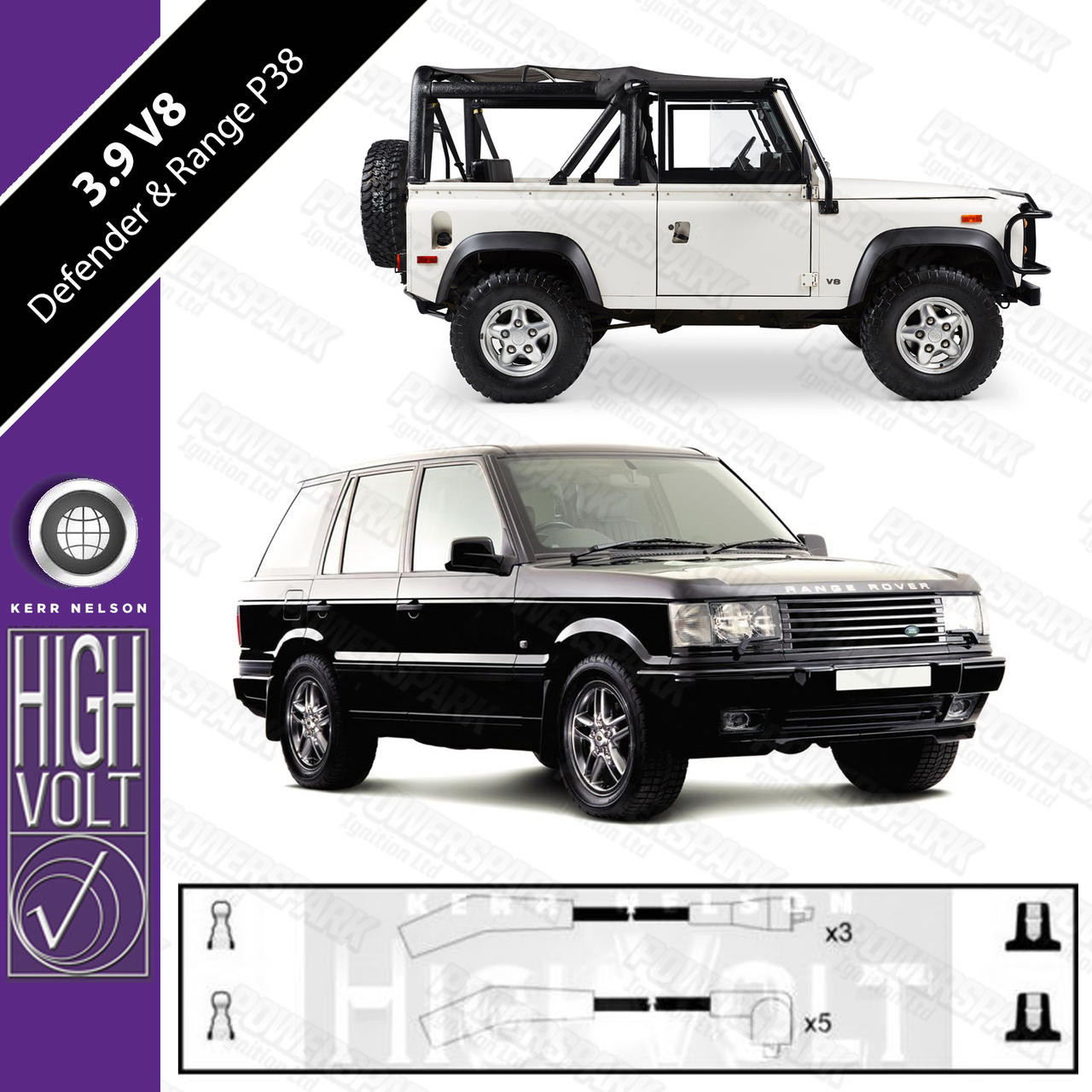 High Volt Range Rover P38 and Land Rover Defender 3.9 V8 HT Leads OEF366