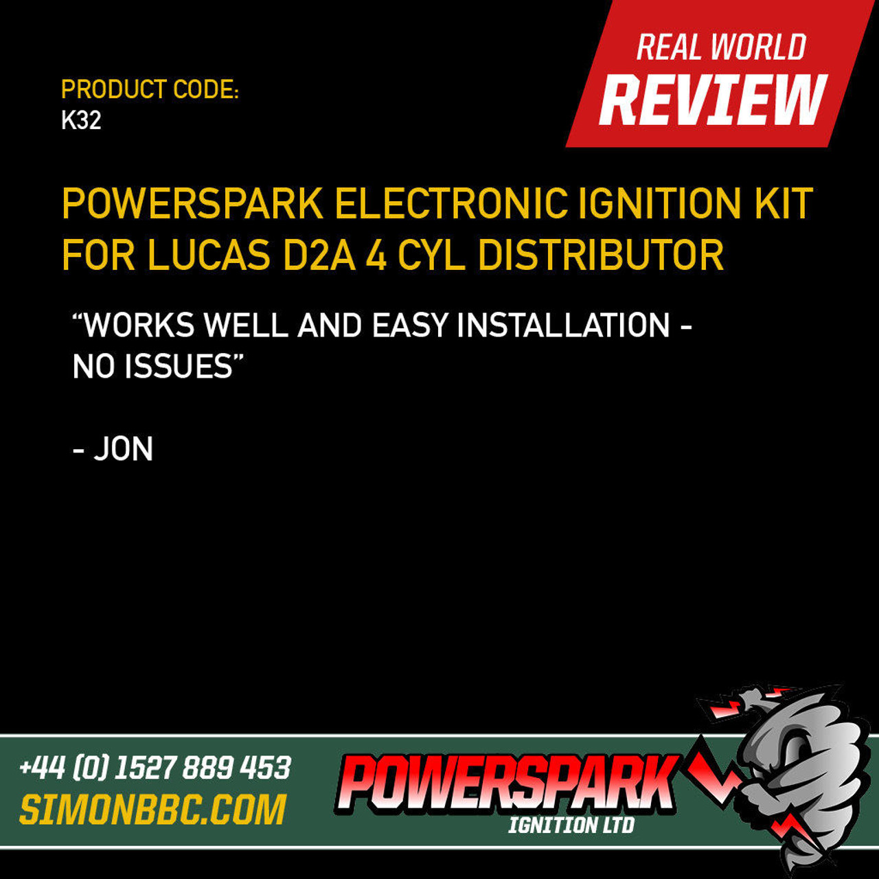 Powerspark Powerspark Electronic Ignition Kit for Lucas D2A Distributor K32