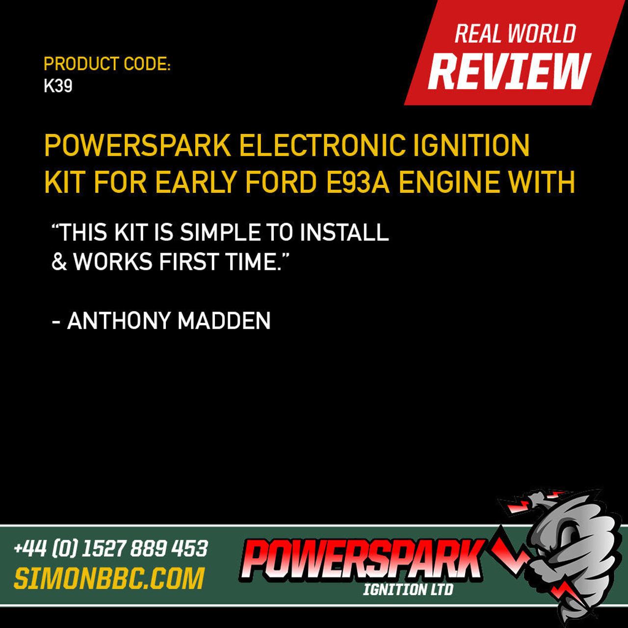 Powerspark Powerspark Electronic Ignition Kit for Ford E93A Distributor K39