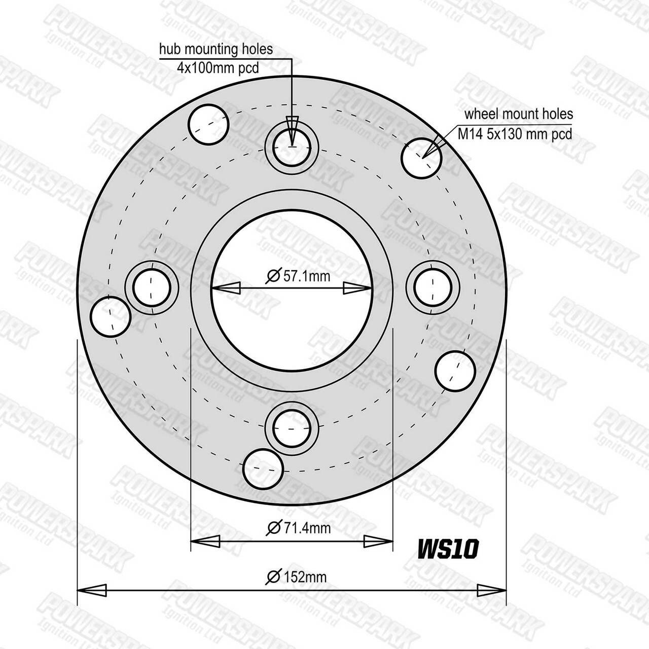 Bulldog Set of 2 Bulldog Wheel Adapters to fit Porsche 5 x 130 PCD Wheels to Volkswagen 4 x 100 PCD Hub 20mm Thickness