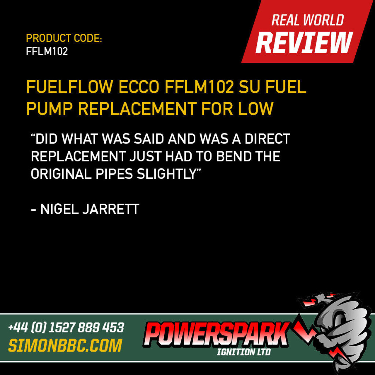 Fuel Flow FuelFlow ECCO FFLM102 SU Fuel Pump low pressure