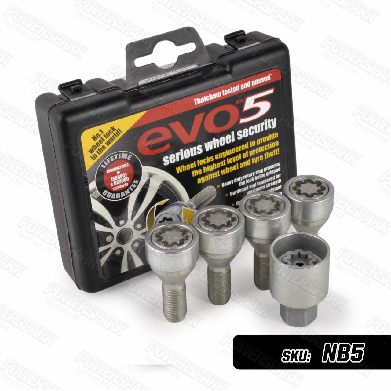 Evo MK5 Unique Locking Alloy Wheel Bolts '187/5' for Dacia, Nissan, Vauxhall & Saab