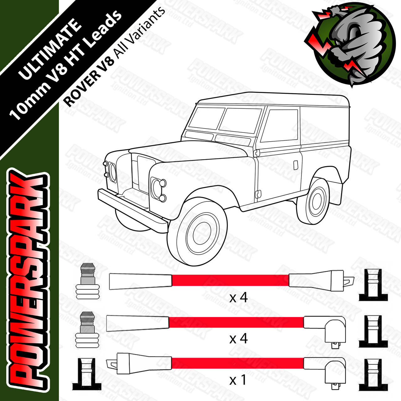 Powerspark Land Rover V8 Powercor 10mm Performance Double Silicone Race Spec HT Leads