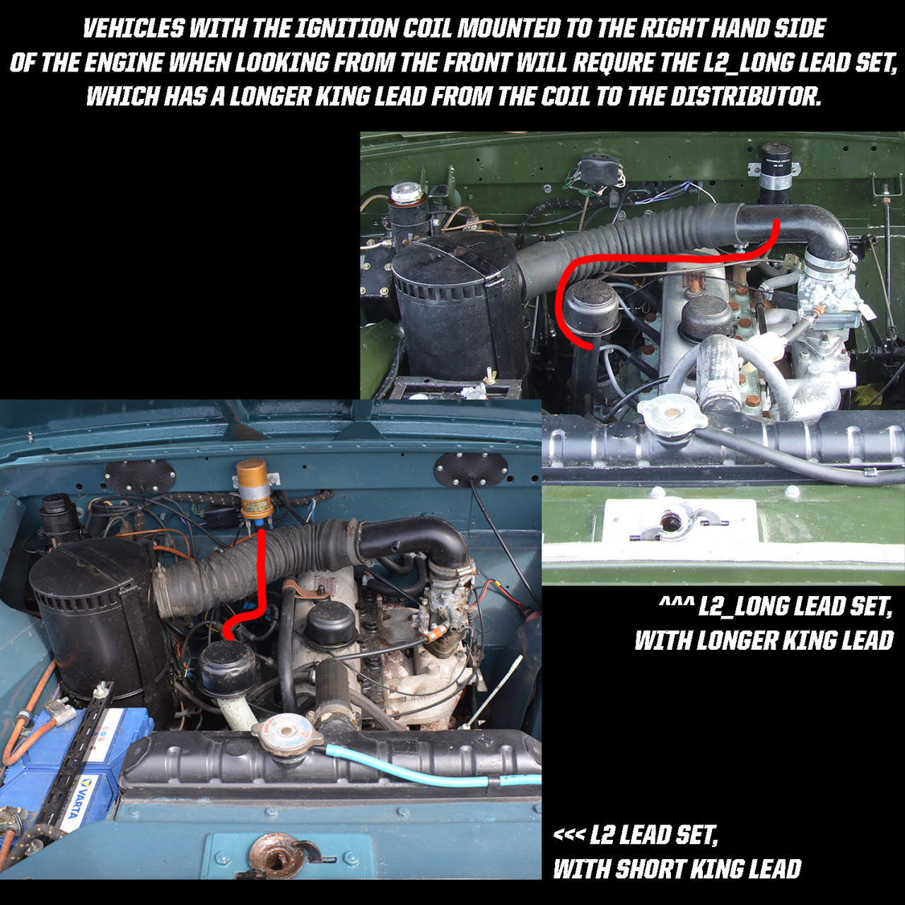 Powerspark Land Rover Series 4 Cylinder Engines HT Lead Set Differences